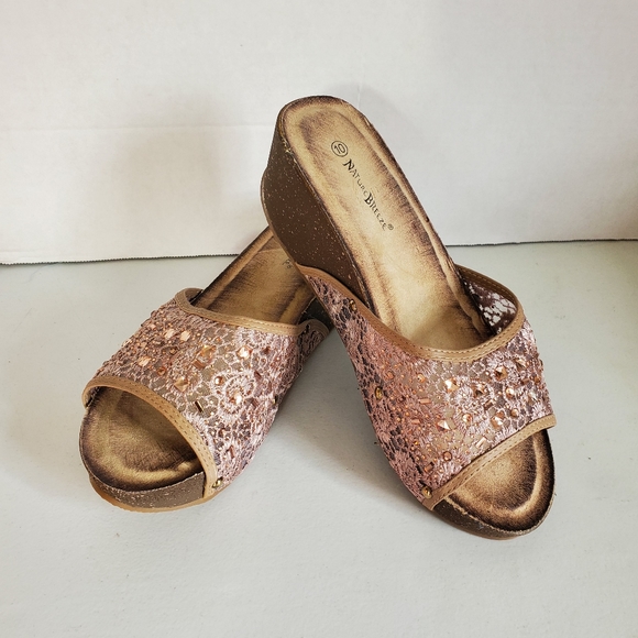 Nature Breeze Ladies platform shoes lace camel color - Picture 1 of 4